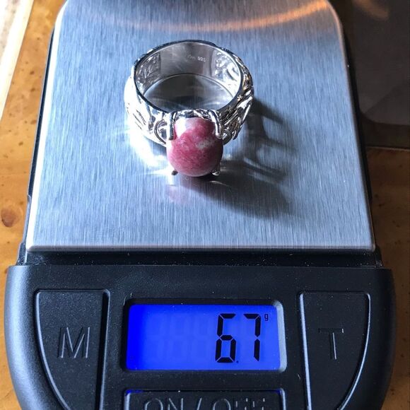 Norwegian Thulite Sterling Silver Ring Size 8 - Picture 7 of 8